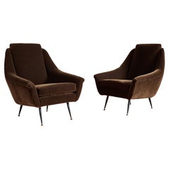 1960's Italian Chocolate Mohair Armchairs