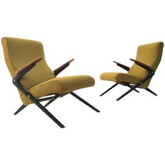 Pair of Stunning Reclining Chairs in the Style of Alfred Hendrickx Belgium 1950s