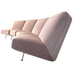 Pink Mohair Theo Ruth Four Element Sectional Sofa Artifort 1950s the Netherlands