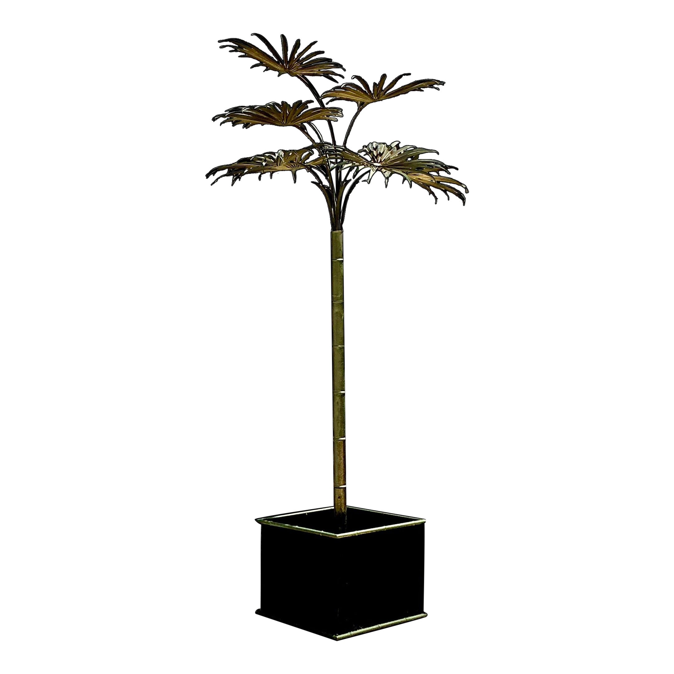 Vintage Coastal Italian Tole Metal Palm Tree