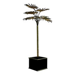 Vintage Coastal Italian Tole Metal Palm Tree
