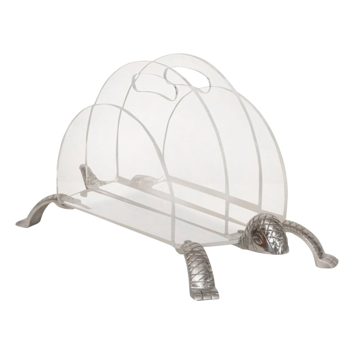 Arthur Court Turtle Aluminum & Lucite Magazine Rack ~ circa 1970