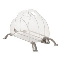 Arthur Court Turtle Aluminum & Lucite Magazine Rack ~ circa 1970