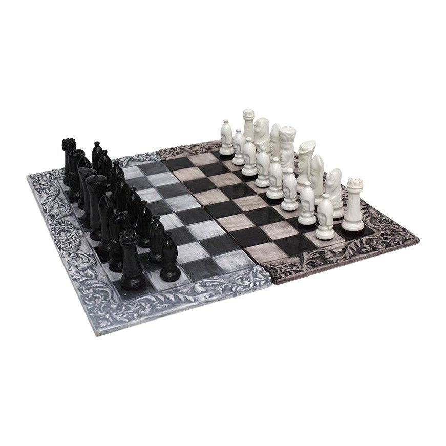Vintage Japanese style Raku Chess Set