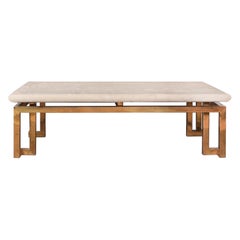 Vintage Coquina Stone & Brass Coffee Table ~ circa 1960