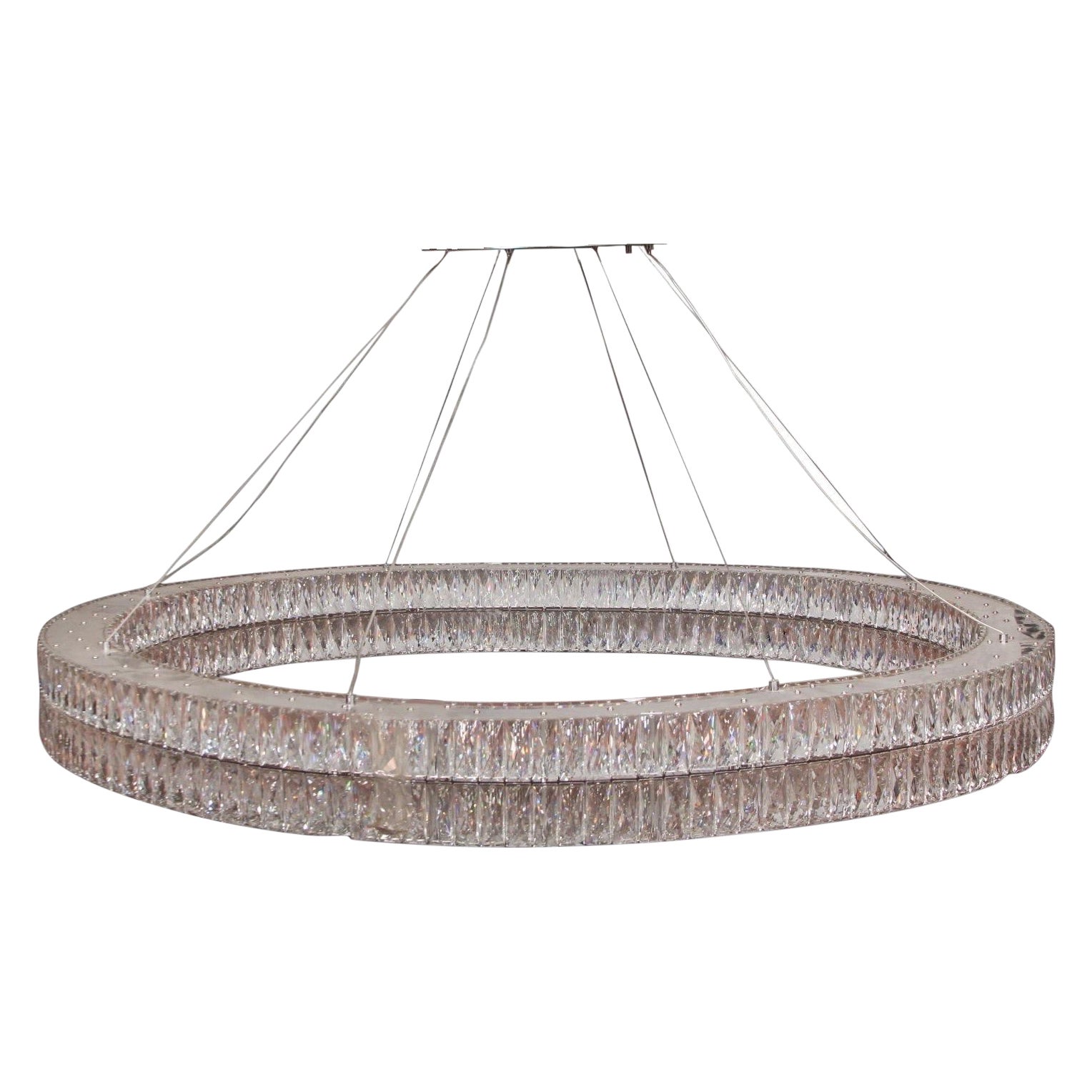 Lustre monumental vintage en cristal facetté en vente
