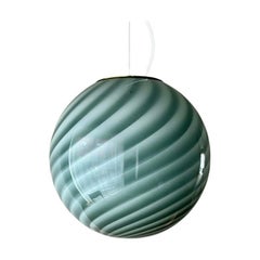 Medium Murano Vintage Candy pendant green petrolium swirl glass, made in Italy