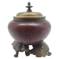 19th Century French Barbedienne Bronze and Marble Inkwell by Edouard LièVre 8