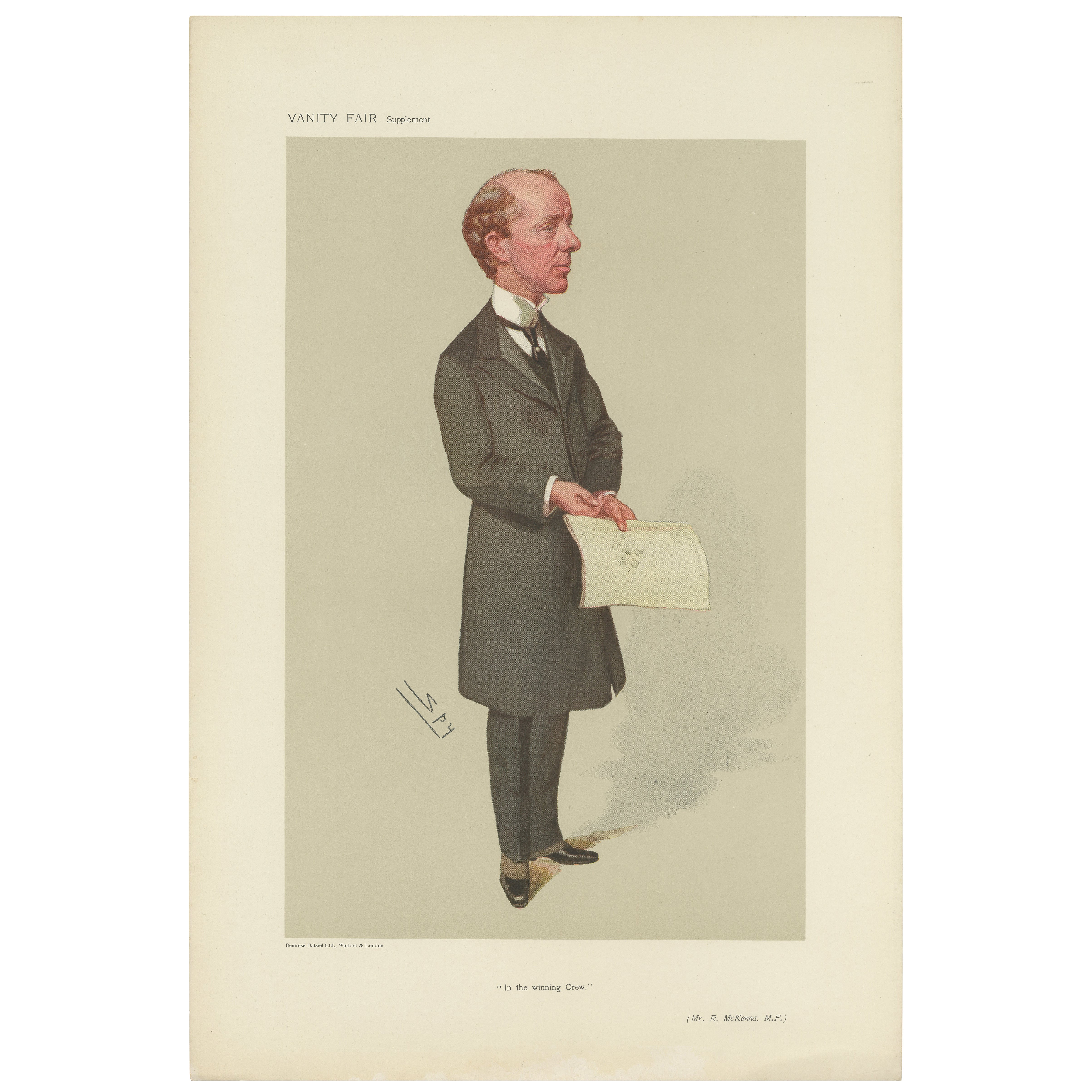 Stampa antica di Vanity Fair 'Nella squadra vincente' Mr. McKenna, M.P. by Spy, 1906
