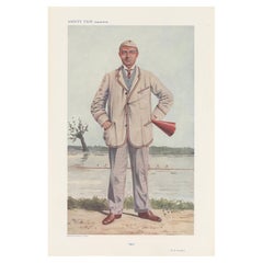 Antique Vanity Fair Print 'Bill' R.H. Forster, Rowing Coach by ELF – 1910