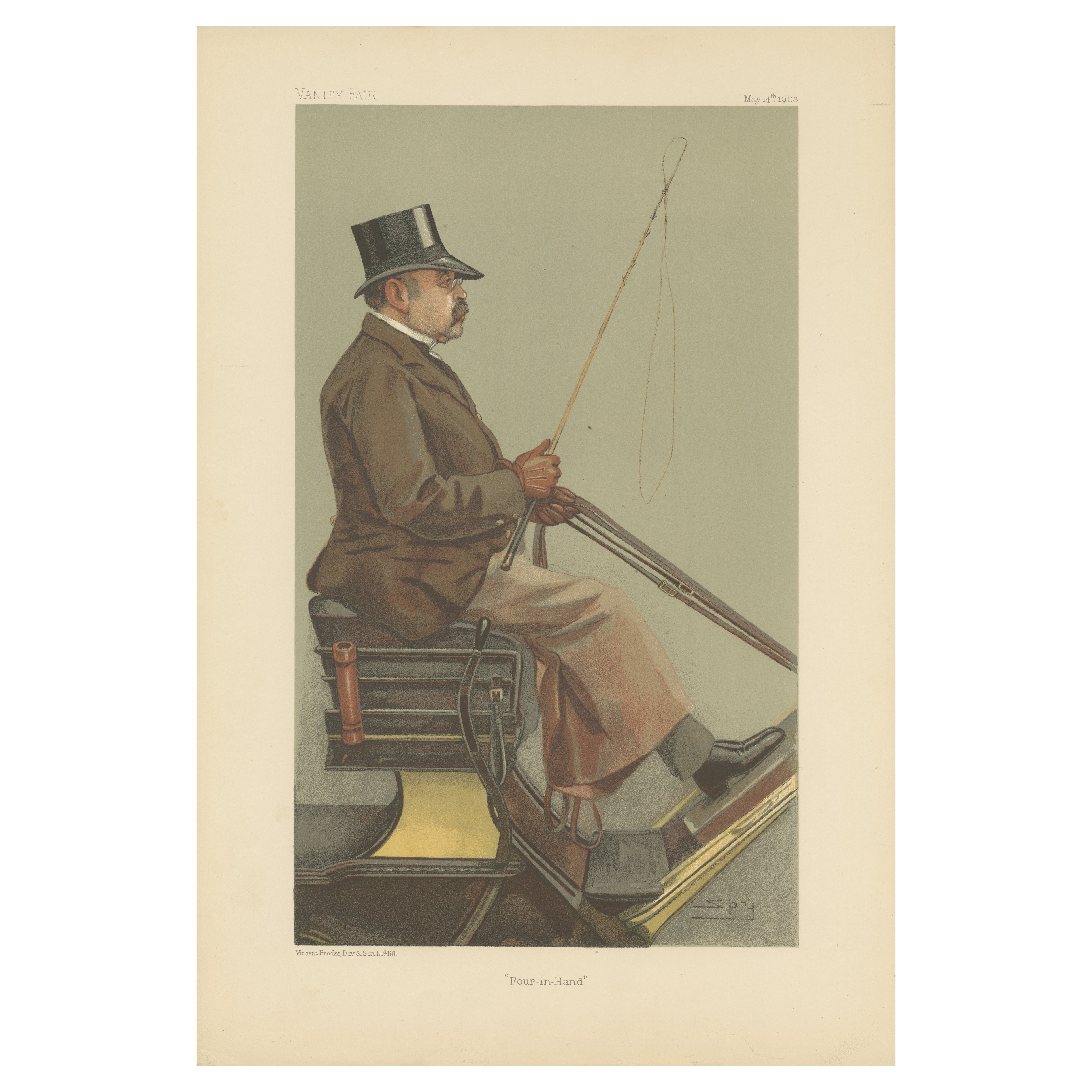 Antique Vanity Fair Print 'Four-in-Hand' Baron Adolph Wilhelm Deichmann – 1903