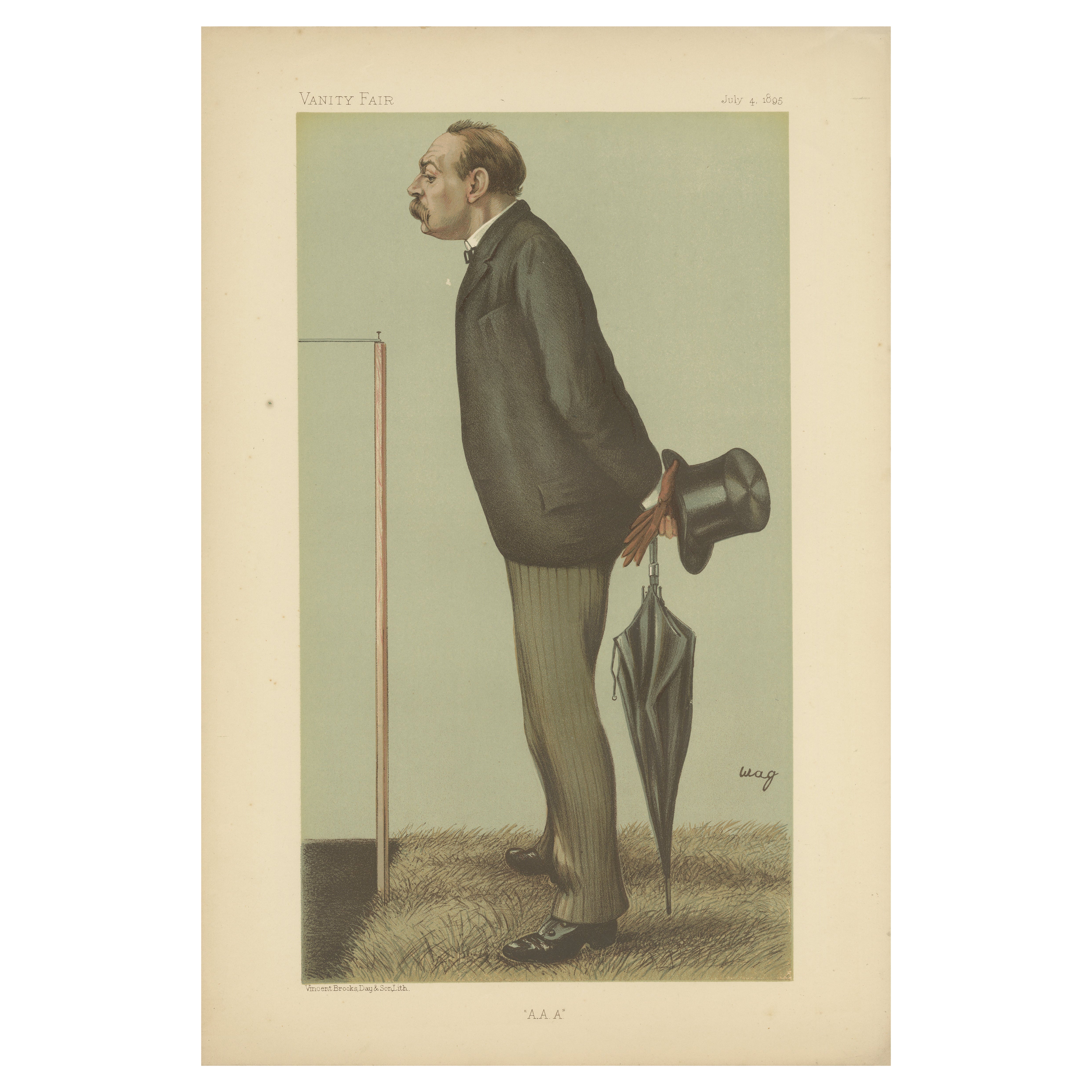 Antique Vanity Fair Print 'A.A.A' Montague Shearman – 1895