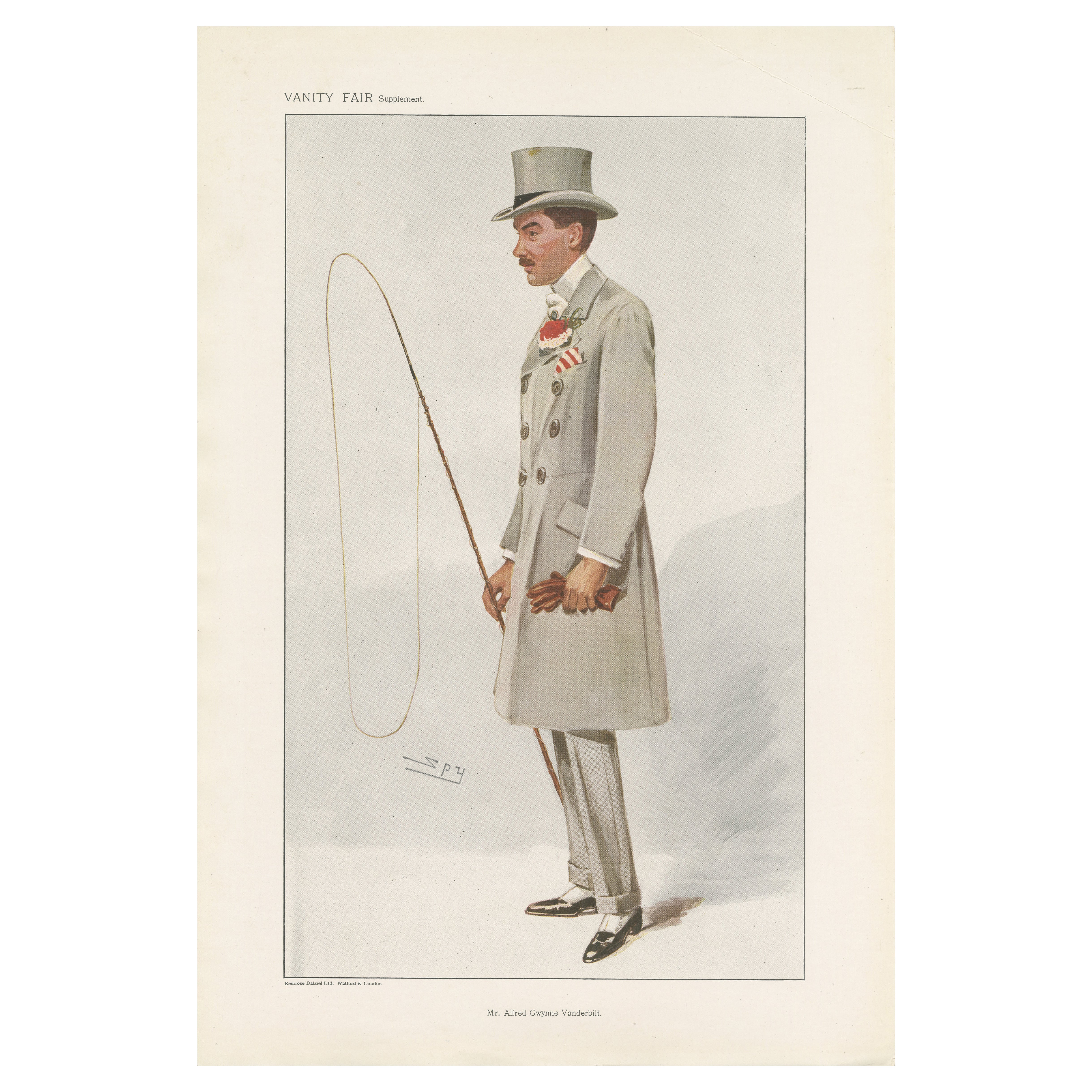 Antique Vanity Fair Print 'Mr. Alfred Gwynne Vanderbilt' by Spy – 1899