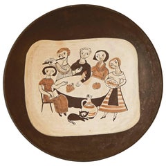 "Gathering Around the Table", grande e rara ciotola di metà secolo di Meister