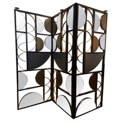 Handmade bespoke metal & brass mirrored screen