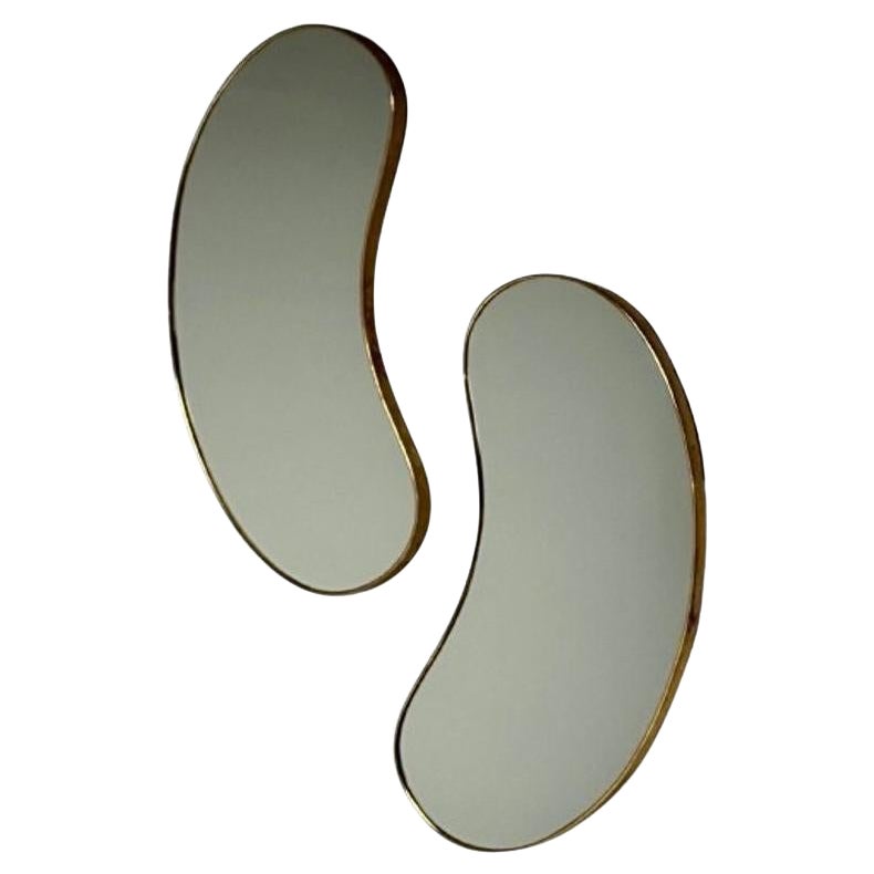 Italienische Mid-Century-Modern-Wandspiegel, organische Form, Messing, Italien, 1950er Jahre