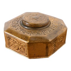 Tiffany Studios New York Zodiac Bronze Doré Tintenfass
