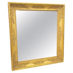 Antique French 19th Century Empire Giltwood Wall Mirror with Original Mirror Glass