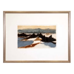Charles Culver Signierte Sea & Mountains Moderne pastellfarbene Zeichnung auf Papier gerahmt 1950