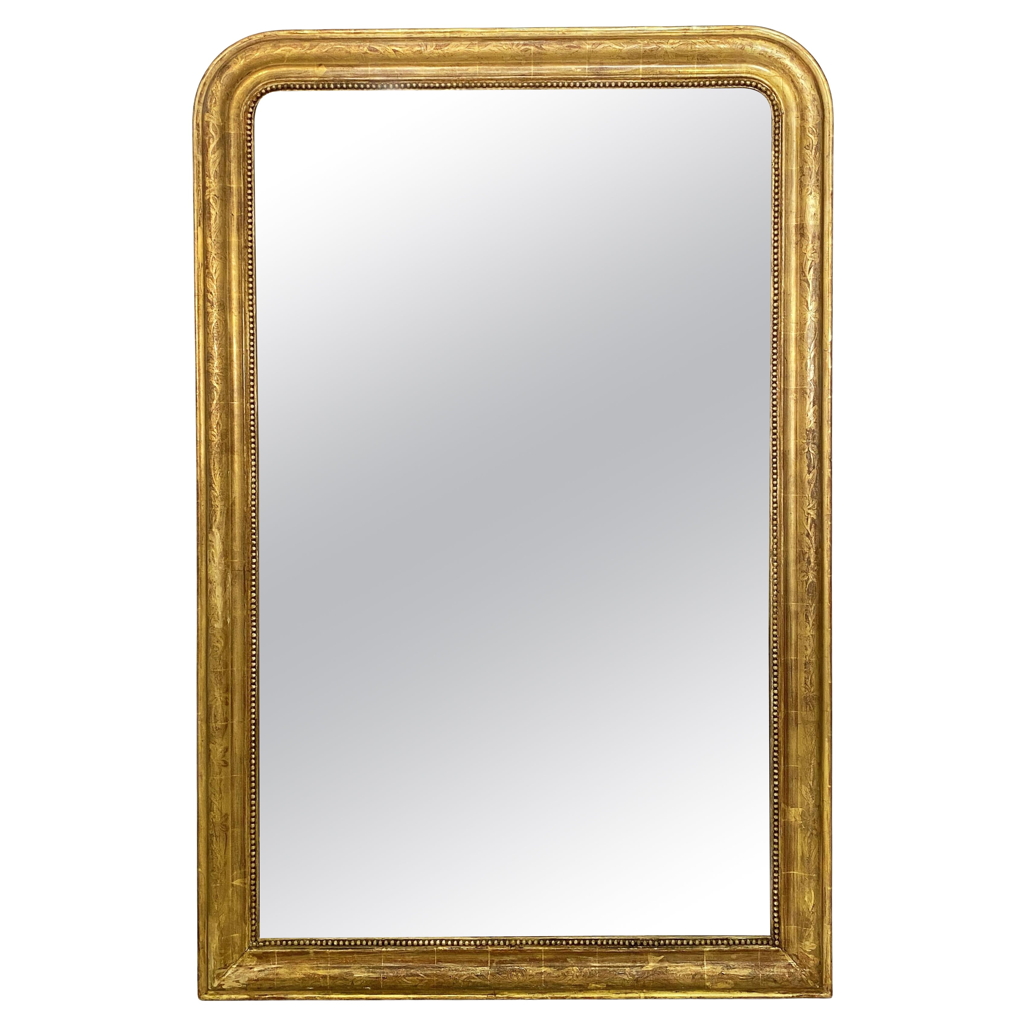 Large Louis Philippe Arch Top Gilt Mirror (H 59 x W 38 1/2)