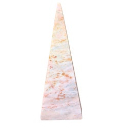 Neoclassical Grand Tour Solid Marble Pink and Cream Obelisk