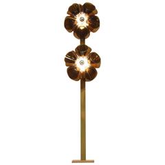 Extra Large 1960s Brown Lucite and Painted Metal Flower Floor Lamp
