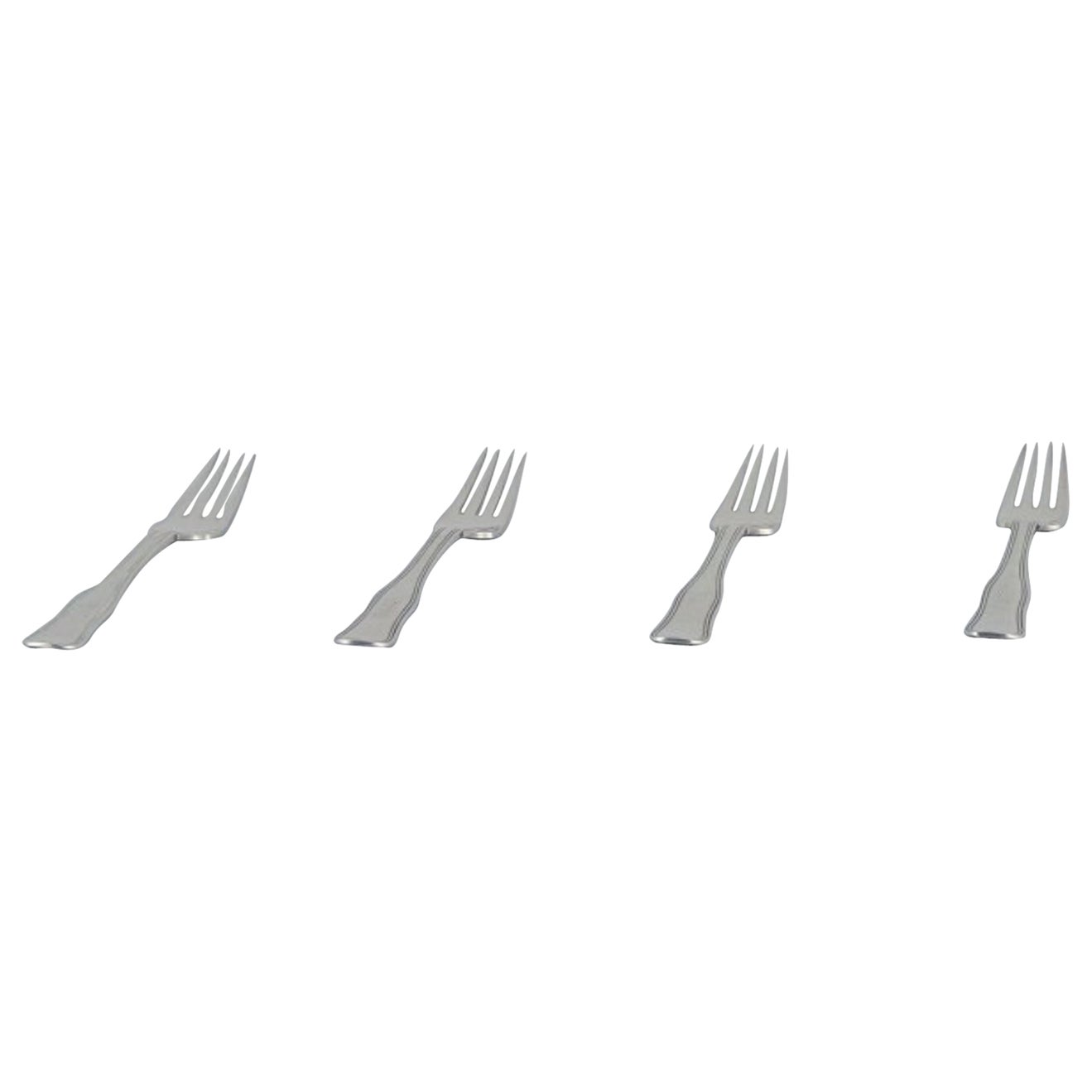 Georg Jensen Old Danish. Four lunch forks in sterling silver.