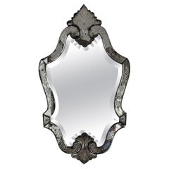 Specchio veneziano inciso e smussato vintage