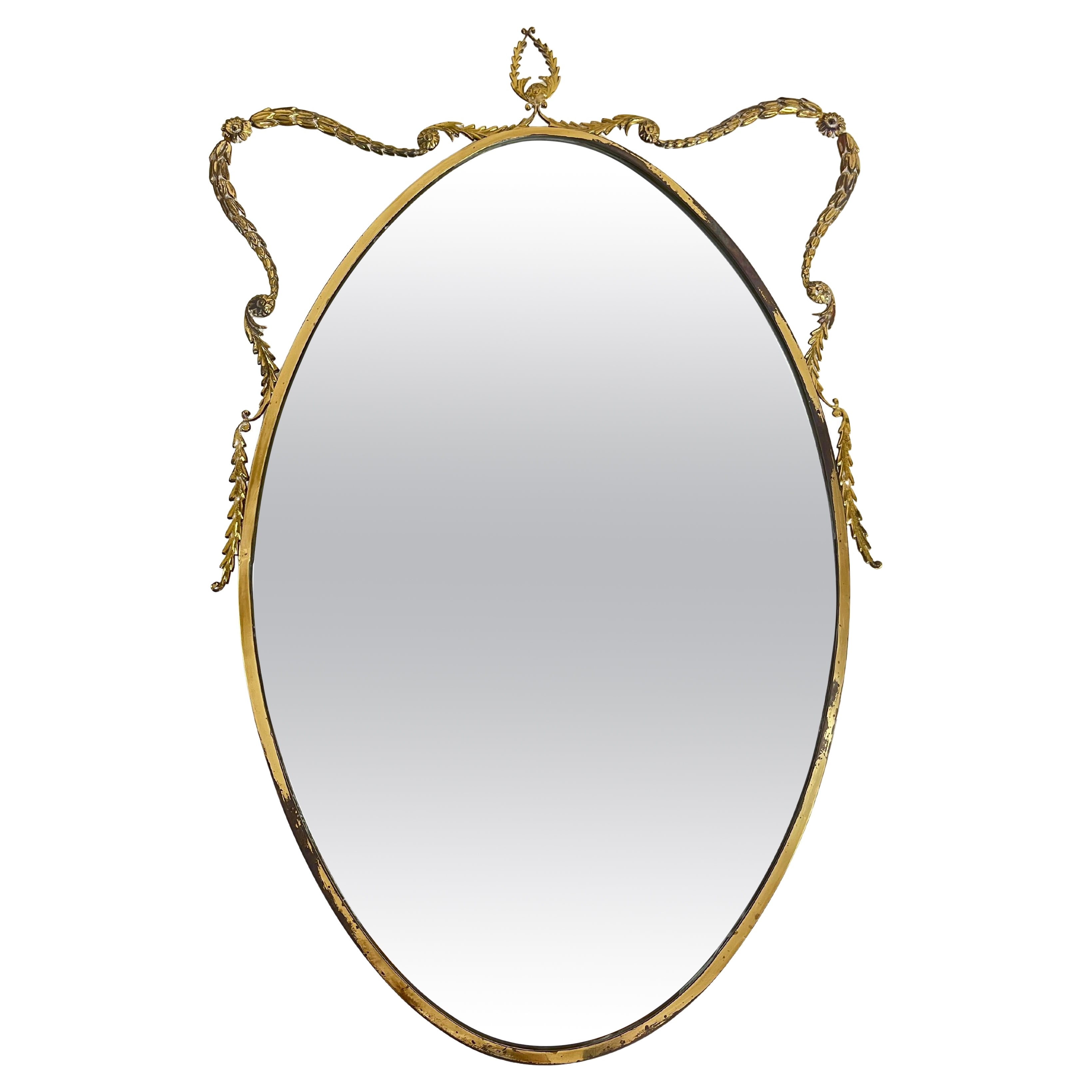 Miroir en laiton italien du milieu du siècle 1960