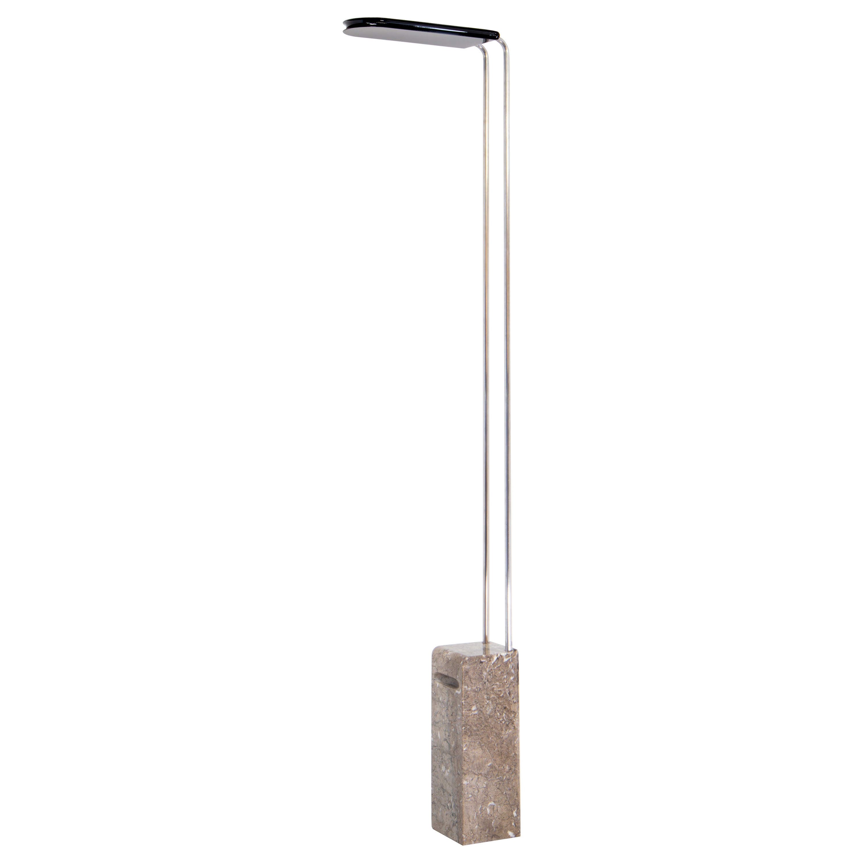1970s Gesto Terra Floor Lamp in Black & Marble by Gecchelin for Skipper, Italy.