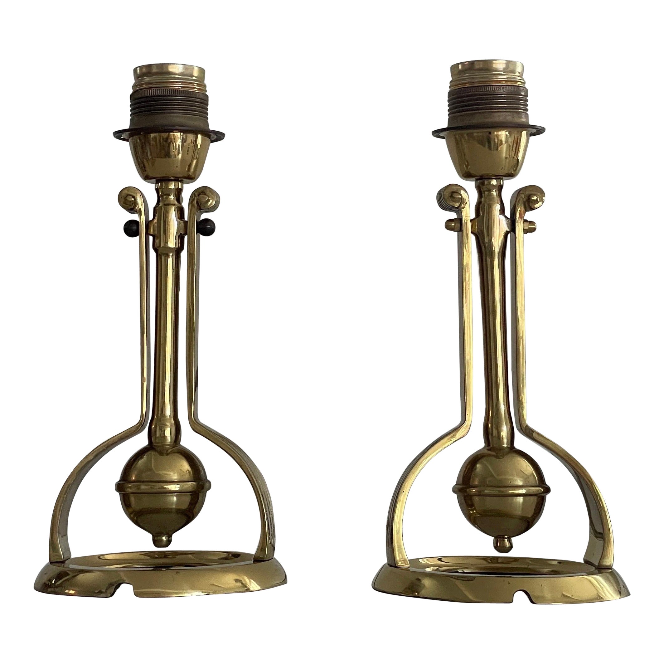 Heavy Brass Pair of Ship Table or Wall Lamps, 1960s, Germany For Sale
