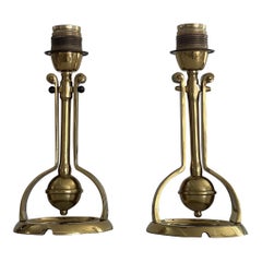 Heavy Brass Pair of Ship Table or Wall Lamps, 1960s, Germany