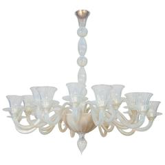 Vintage Italian Opaline Chandelier in the Style of Formia, circa 1980s