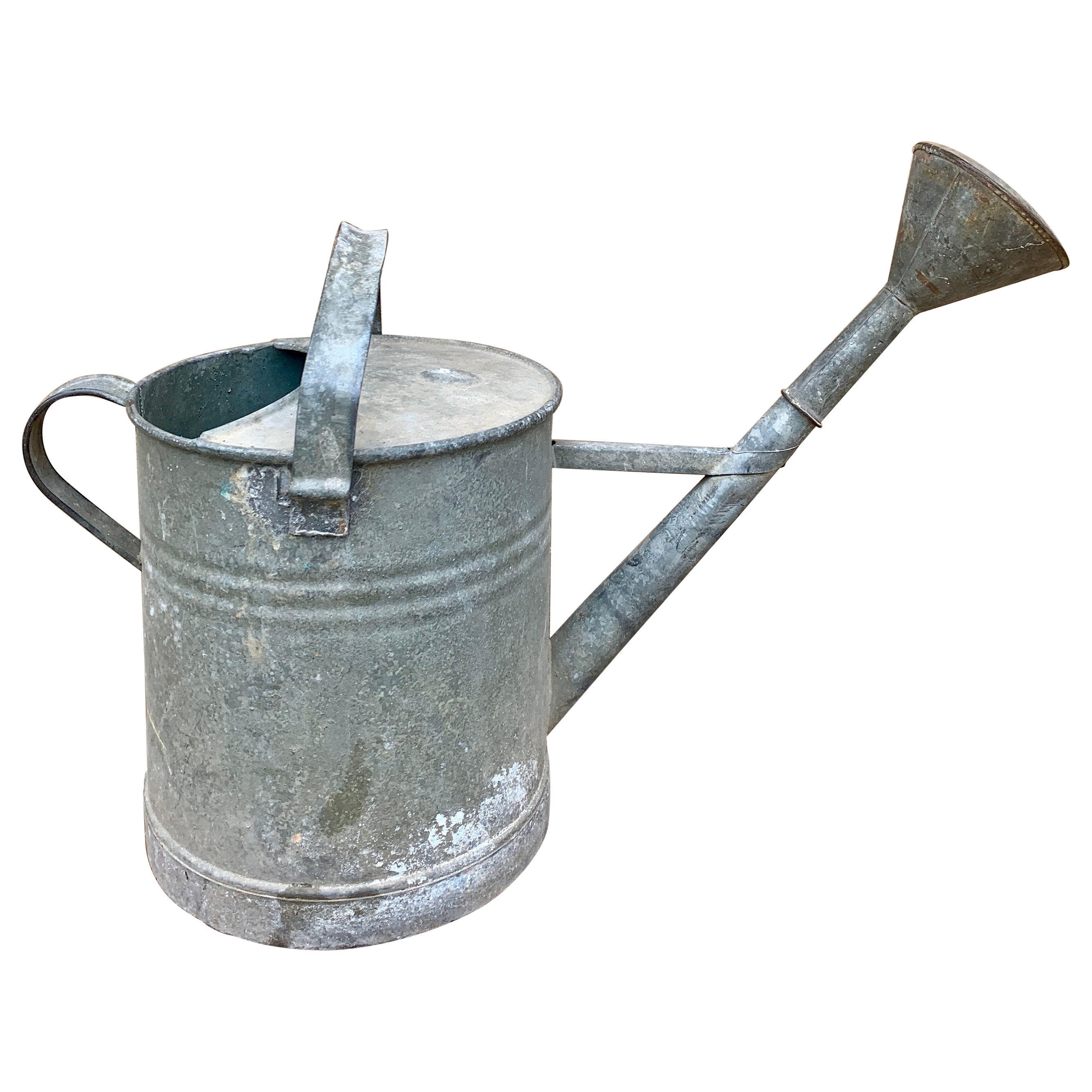 Vintage-Garten-Wasserkanne aus verzinktem Stahl, ca. 1940er Jahre