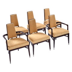 Monteverdi-Young Style Wide Mid-Century Modern Dining Chairs with Gold Fabric