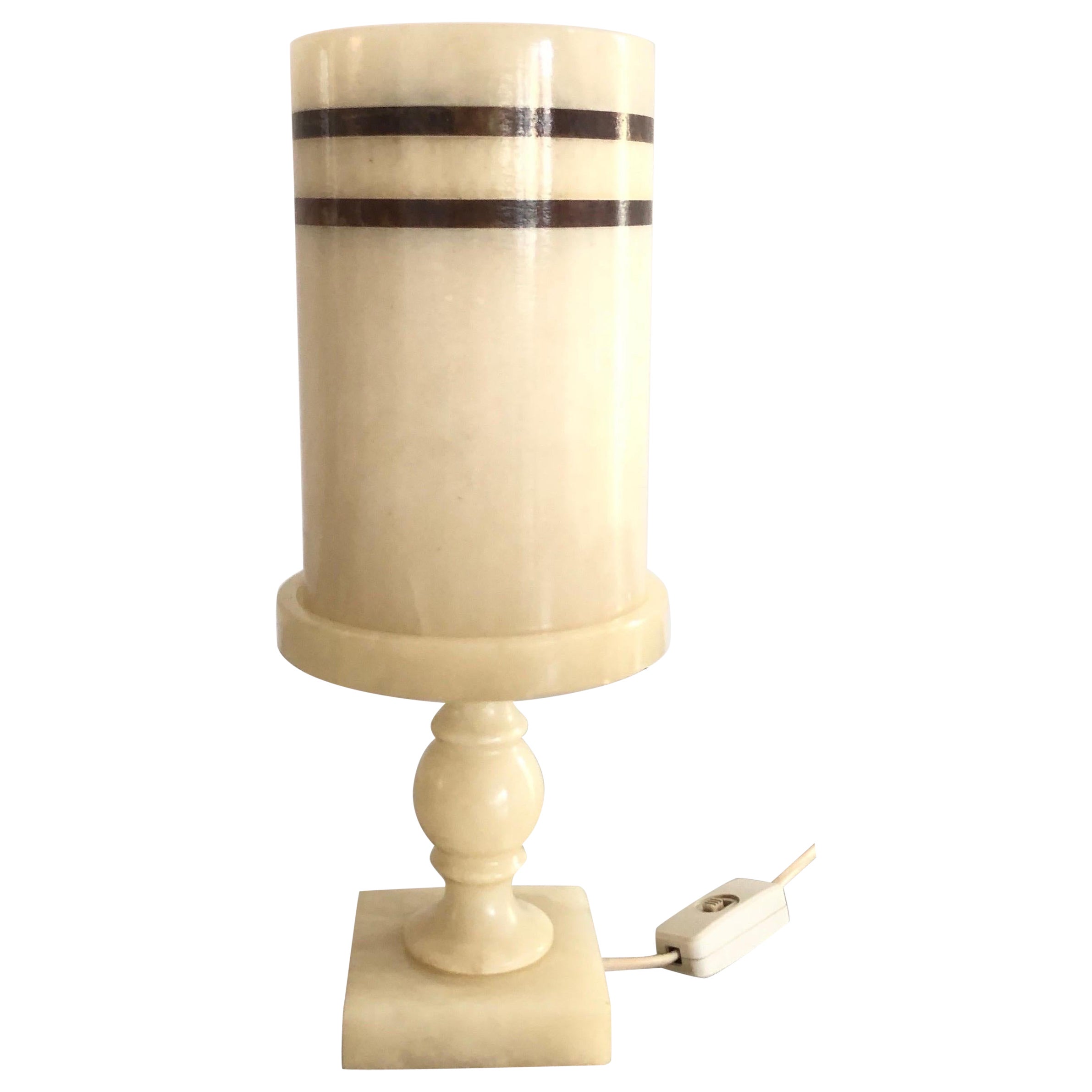 Cylindrical Design Heavy Marble Craft Table Lamp, 1960s, Germany