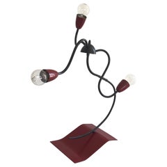 Verstellbare 3-armige verstellbare Bordeaux Metall-Tischlampe, seltene Atomic, 1960er Jahre, Frankreich