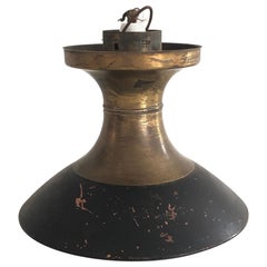 Bauhaus Industrial Black Brass Ceiling Lamp by Carl Zeiss Ikon, 1940s, Germany