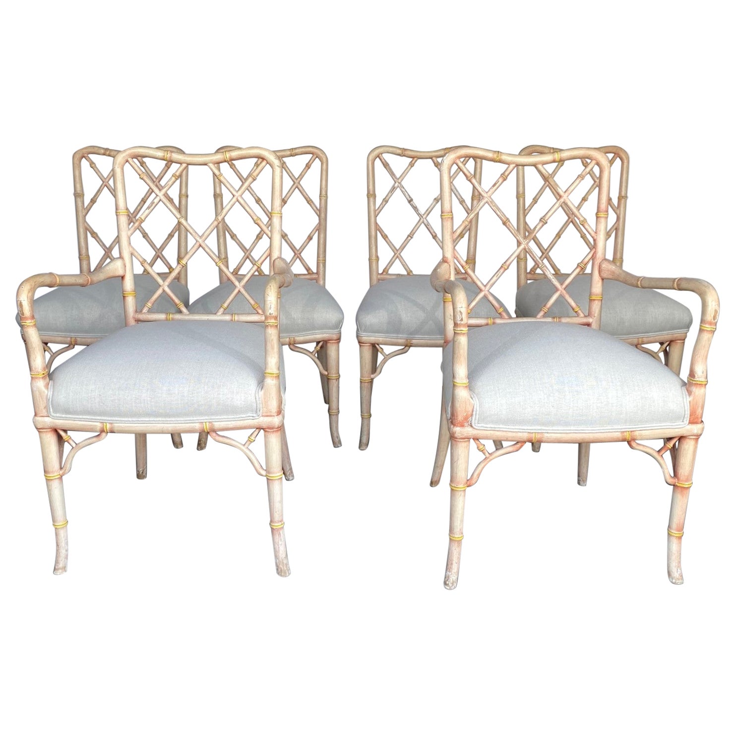 Vintage Faux-Bamboo Dining Chairs Set of 6