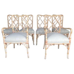 Vintage Faux-Bamboo Dining Chairs Set of 6