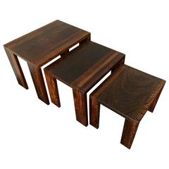 Amazing Handmade Massive Wenge Wood Nesting Tables by Unknown Woodworker 4