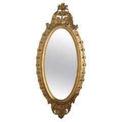 Übergroße Gold Giltwood Oval Parlor Spiegel mit Foliate & Floral Crest C1890