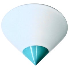 Dornbracht Point Collection Postmodern Flush Light Fixture, White & Teal Germany