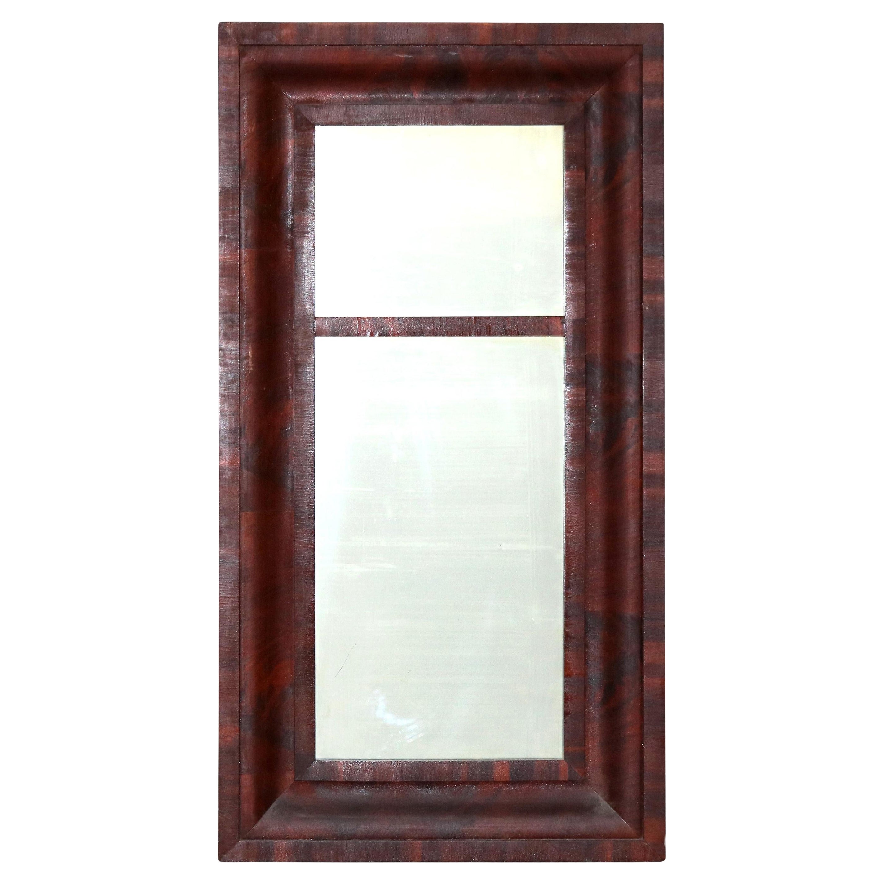 Antique miroir mural Empire américain en acajou flammé C1840