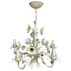 Lustre italien vintage en tôle à fleurs