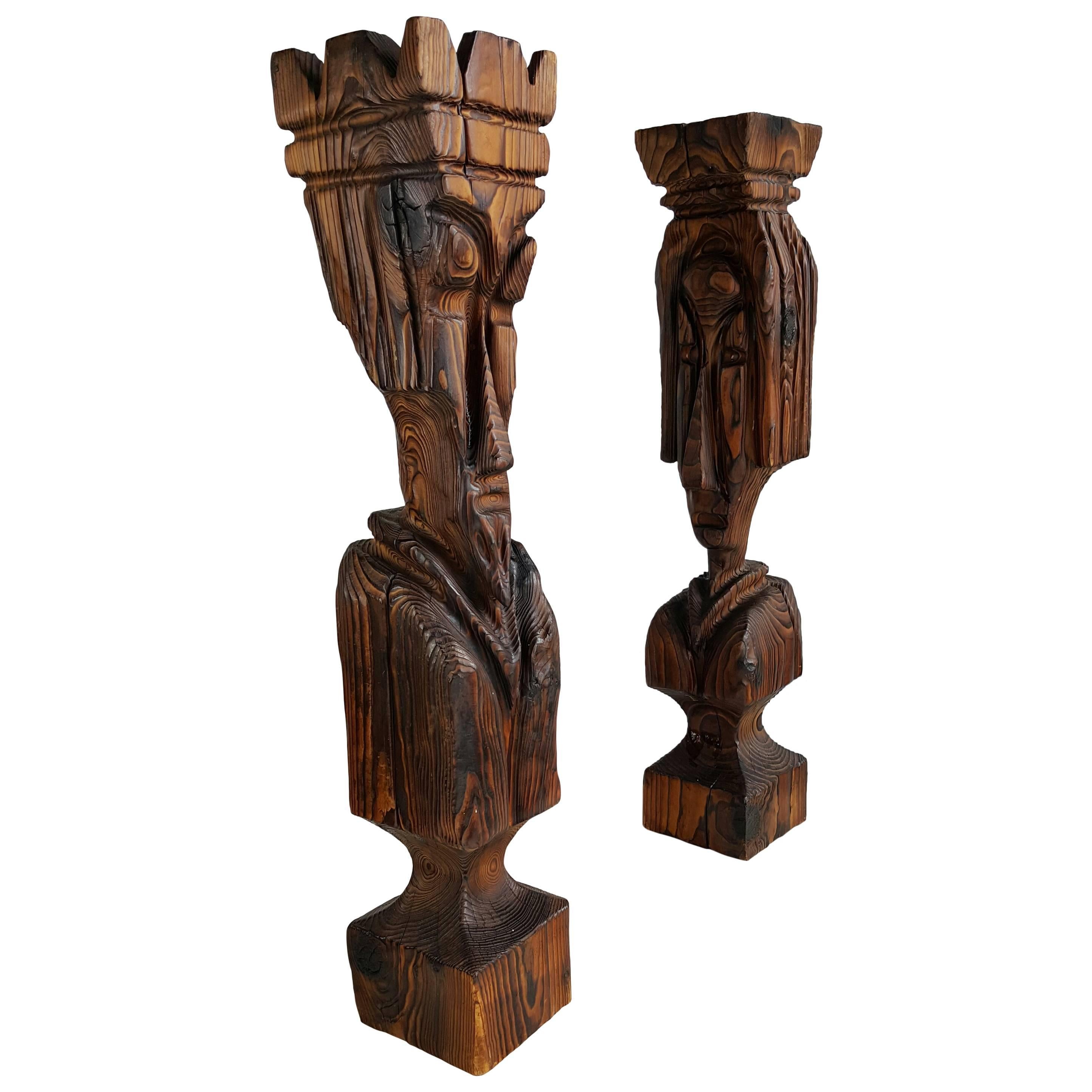 Mid-Century Modern Witco Teki Modern Chess Pieces "King and Queen"
