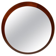 Beautiful round 1960s teak wall mirror by TH. POSS 'EFTF Copenhagen Denmark