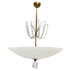 Lisa Johansson-Papé Chandelier Model 1068 in Brass & Glass, Orno 1950s