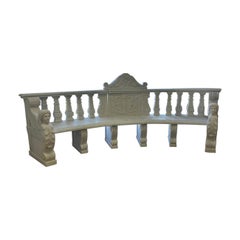 Carved Marble European Style Figurative Bench
