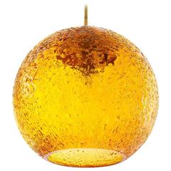 Pendant Light, Amber Tone Glass Globe, 1970s